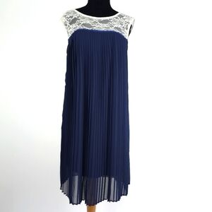 Asos Maternity Ivory Lace Navy Accordion Dress size 10